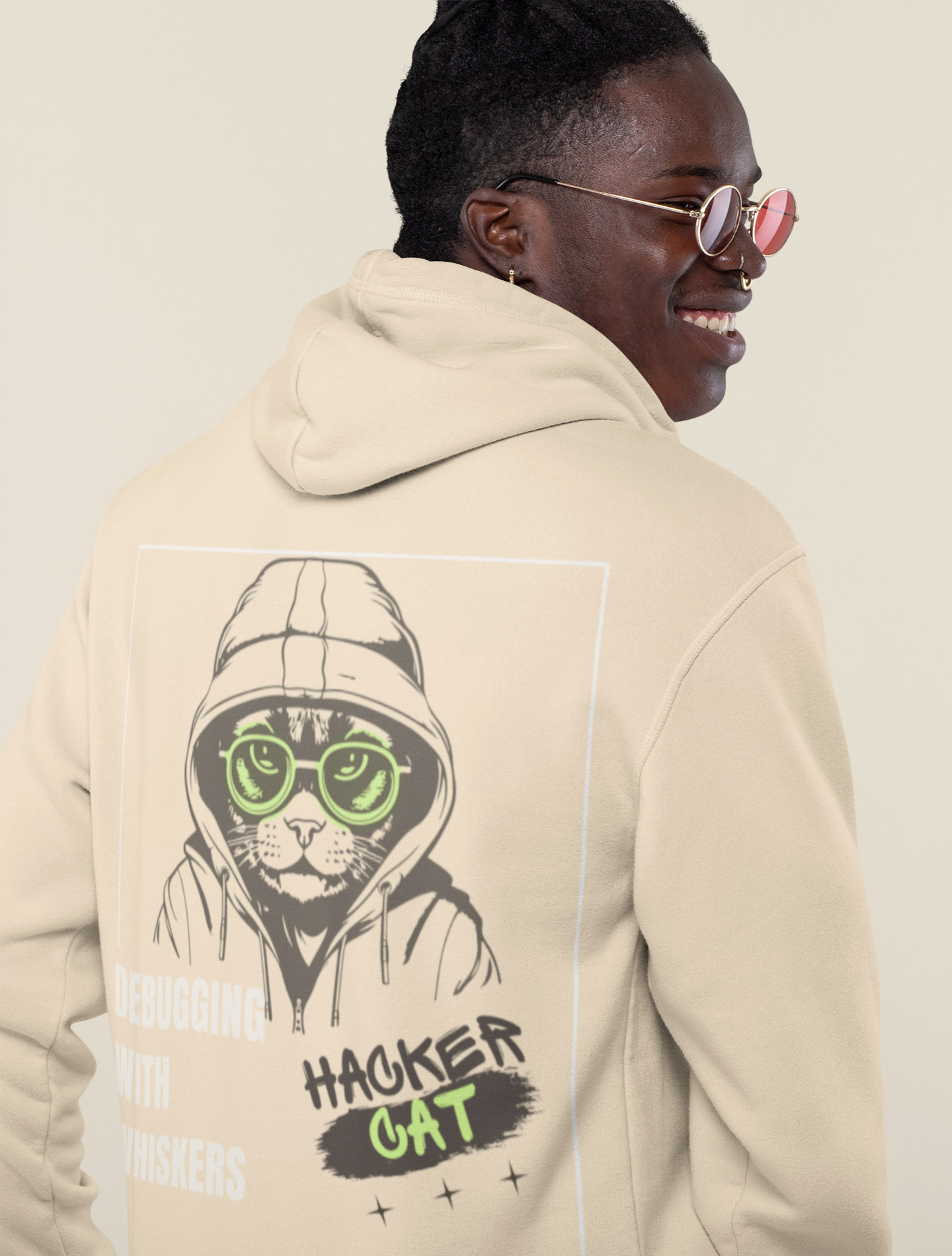 Hacker Cat Print Hoodie – Premium Cotton, Comfortable & Trendy | Squirrel Nest