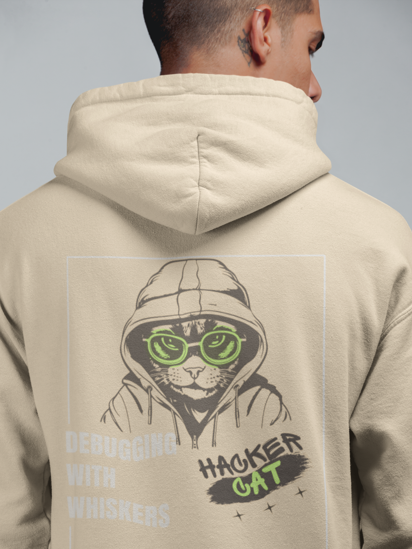 Hacker Cat Print Hoodie – Premium Cotton, Comfortable & Trendy | Squirrel Nest