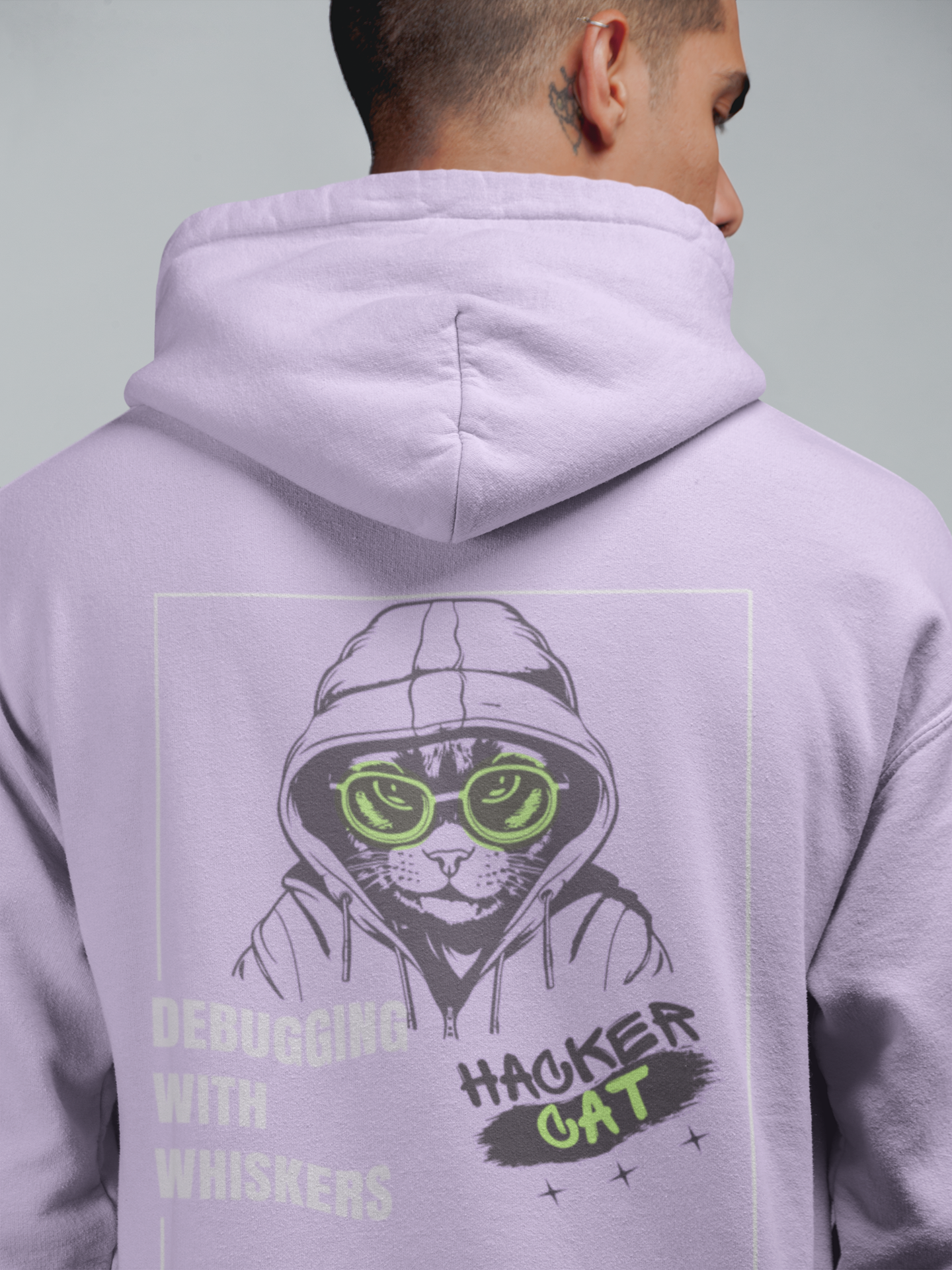 Hacker Cat Print Hoodie – Premium Cotton, Comfortable & Trendy | Squirrel Nest